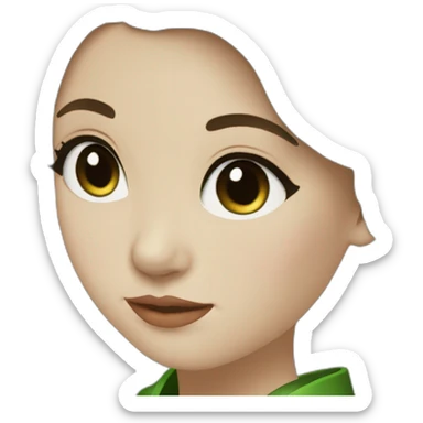Geisha brown hair down dark green eyes  sticker