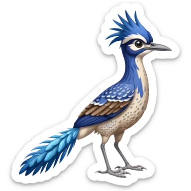 realistic roadrunner bird emoji, tail pointed down sticker