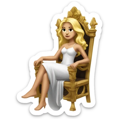 Blonde goddess on throne  sticker