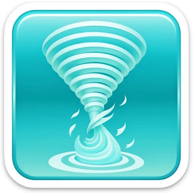 a Tiny compressed Stylized light-turquoise wind tornado symbol inside a pastel gradient white square icon, light turquoise borders sticker