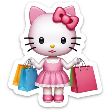 Hello kitty with shopping  sticker