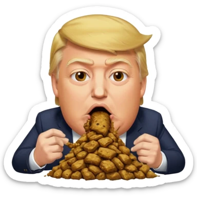 Trump eating pile of shit sticker
