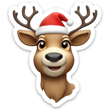 Reindeer with Santa hat sticker