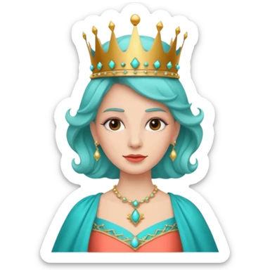 Queen – coral staff + turquoise gown. sticker