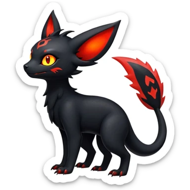 Dark Cute Shiny Edgy Litten-Salandit-Umbreon-Fakémon-hybrid-creature (full body)  sticker