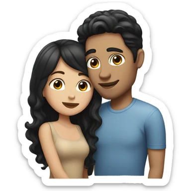 White guy with brown hair kissing girl with black hair sticker