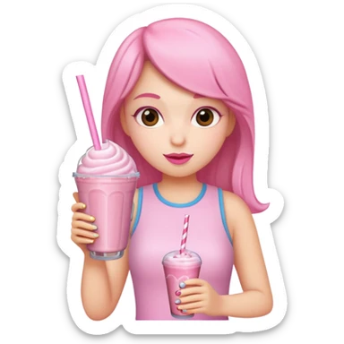 Girl drinking a pink milkshake sticker