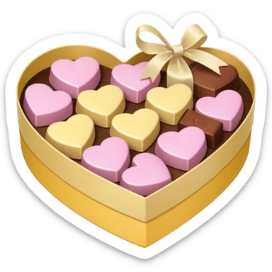 Box of chocolates (heart) in soft pink, beige and yellow pastel colors sticker