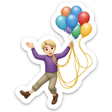 человек зацепился о шарик и летит  sticker