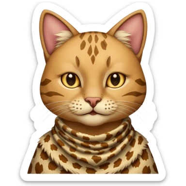 ancient cat wearing animal skin cloth sticker