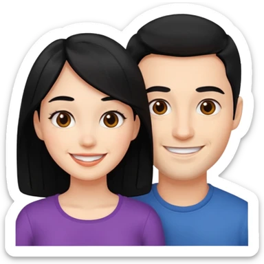 parents, one male one female, black hair sticker