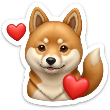 Shiba Jasper two red hearts sticker