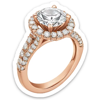 Rose gold engagement ring with round diamond sticker