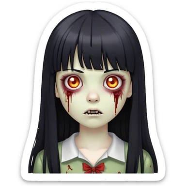 zumbie girl with black long straight hair with bangs (like this 🧟‍♀️) sticker