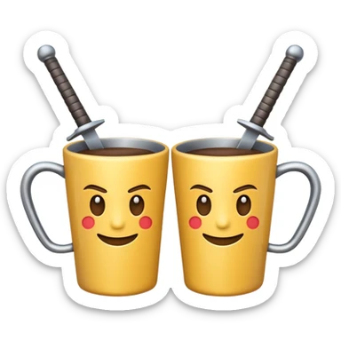 dual swords crossed, emoji style, similar to the closed coffee cup emoji style sticker