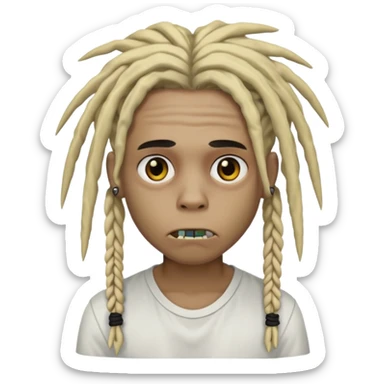 Zombi boy with dreads that are black and blonde with white shirt on sticker