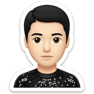 Neil McCormick from Mysterious Skin with light skin, black hair, black sequin outfit sticker