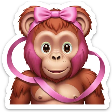 Pink orangutan with pink ribbon sticker