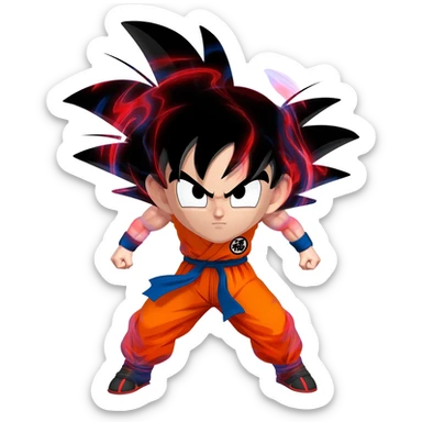 Goku su pelo de aura con rojo y azul Y que se vea todo menos los pies sticker