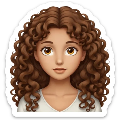 Beautiful girl, brown hair, curly hair, long hair, tan skin, light brown eyes sticker