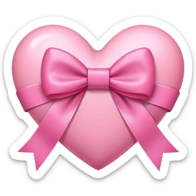 a pink heart with a pink bow sticker