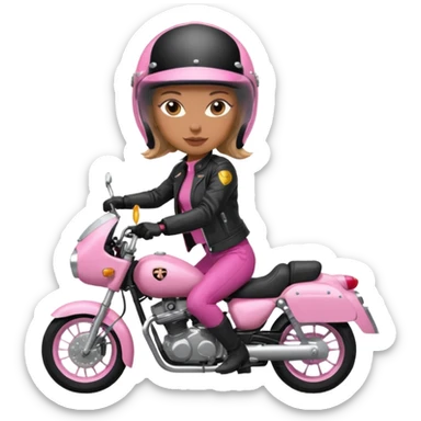 woman rider riding pink motorbike sticker