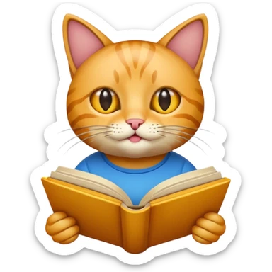 Cat reading book sticker