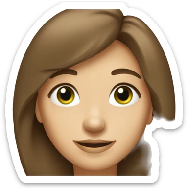 Lady with green eyes and brown hair with bangs smiling  sticker