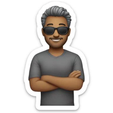 chico de 36 años con pelo corto gris oscuro y gafas  sticker