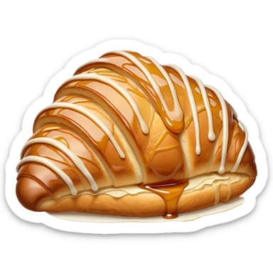 Almond croissant with a caramel syrup on it sticker
