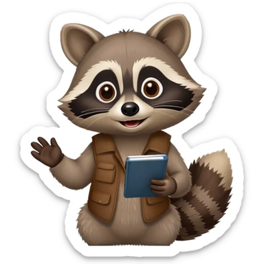 raccoon giving a PowerPoint presentation sticker