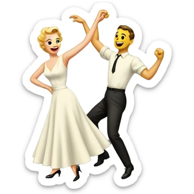 White couple dancing 50s sticker