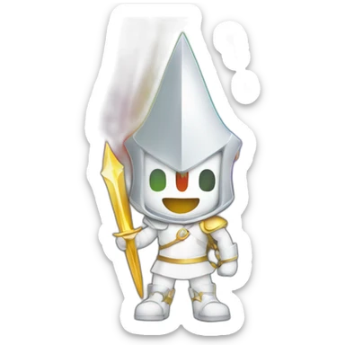 guy in white shirt with excalibur on rainbow sticker