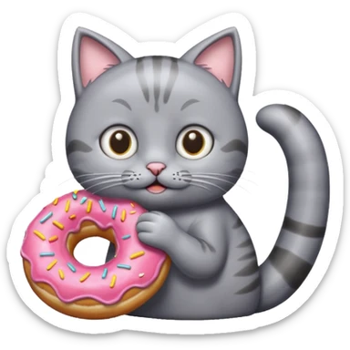 cat grey donut sticker