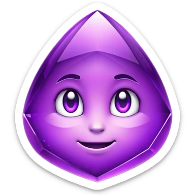 Cinematic Realistic Amethyst Emoji, Rich and soothing, with smooth, polished purple facets catching the light and casting soft, calming reflections. The deep violet hue seems to glow with an ethereal light, radiating peaceful energy and elegance. Soft glowing outline, capturing the essence of tranquility and mystery in a stunning amethyst. sticker