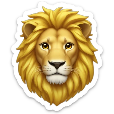 lion with yellow hair and white shirt with gold chain sticker