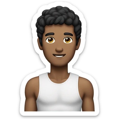 a skinny man with puma clothes and black hair with a loaf of bread sticker