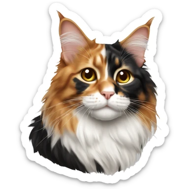  mainecoon cat tricolor ginger face black white sticker