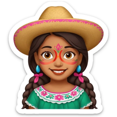 mexican cute girl with painted face sticker