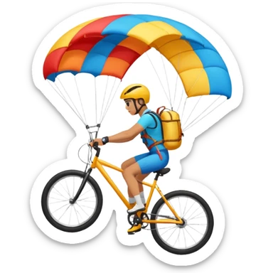 Cycling  flying with parachute sticker