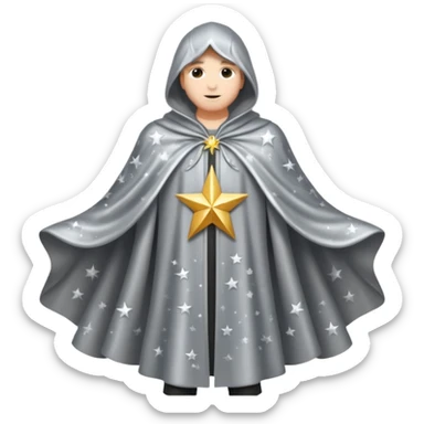 a fantasy  magic, silver color with star pattern cloak sticker