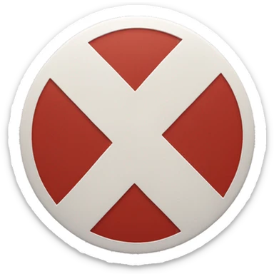 red and white circle with red triple tau cross inside sticker