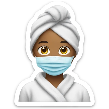 Girl in face mask with towel on head sticker