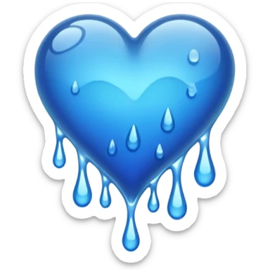 Wet watery dripping oceanic blue heart sticker
