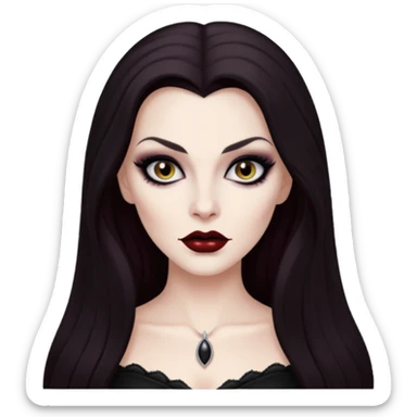 Vampira with long dark brown hair sticker