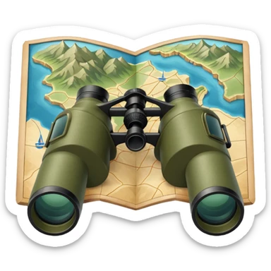 military map with binoculars sticker