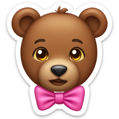 brown teddy with pink bow on ear sticker