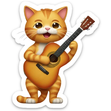 Ginger cat with guitar  sticker