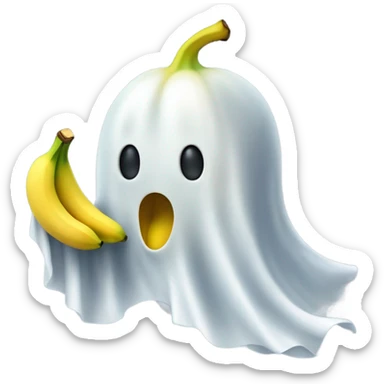 Ghost eating a banana sticker
