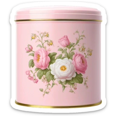 Elegant Rococo pale pink ditsy floral tea tin sticker
